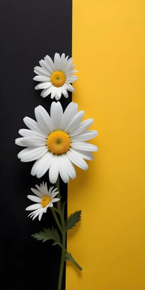A Close Up Of White Daisy Flowers And Yellow Sunflowers Against A Dark Background 105 29f7