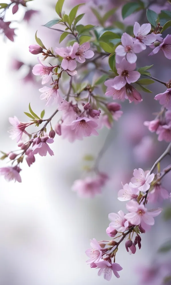 A Close Up View Of A Flowering Plant With Delicate Pink And Purple Blossoms Against A Blurred Light Background 9 6eb4