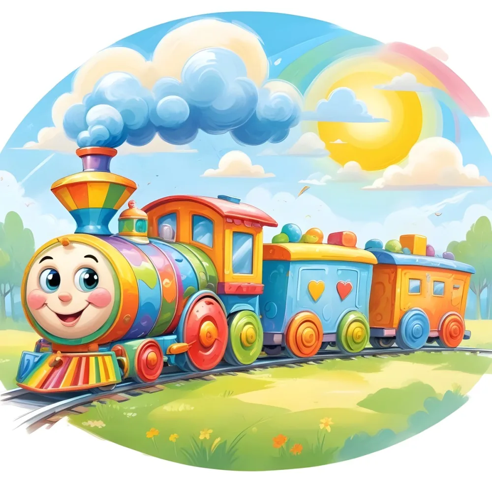 A Colorful Cartoon Train
