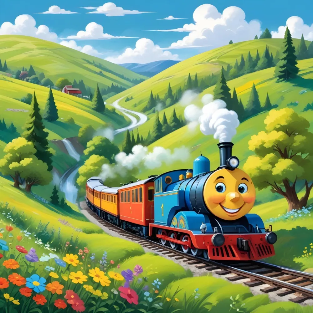 A Colorful Cartoon Train