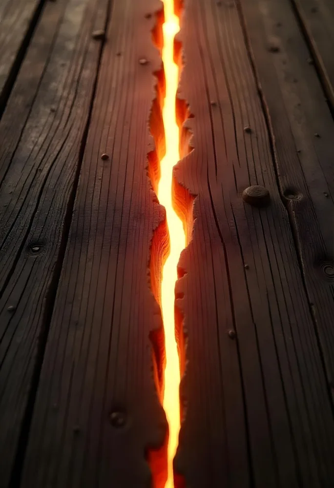 A Crack Between Two Old Wooden Planks