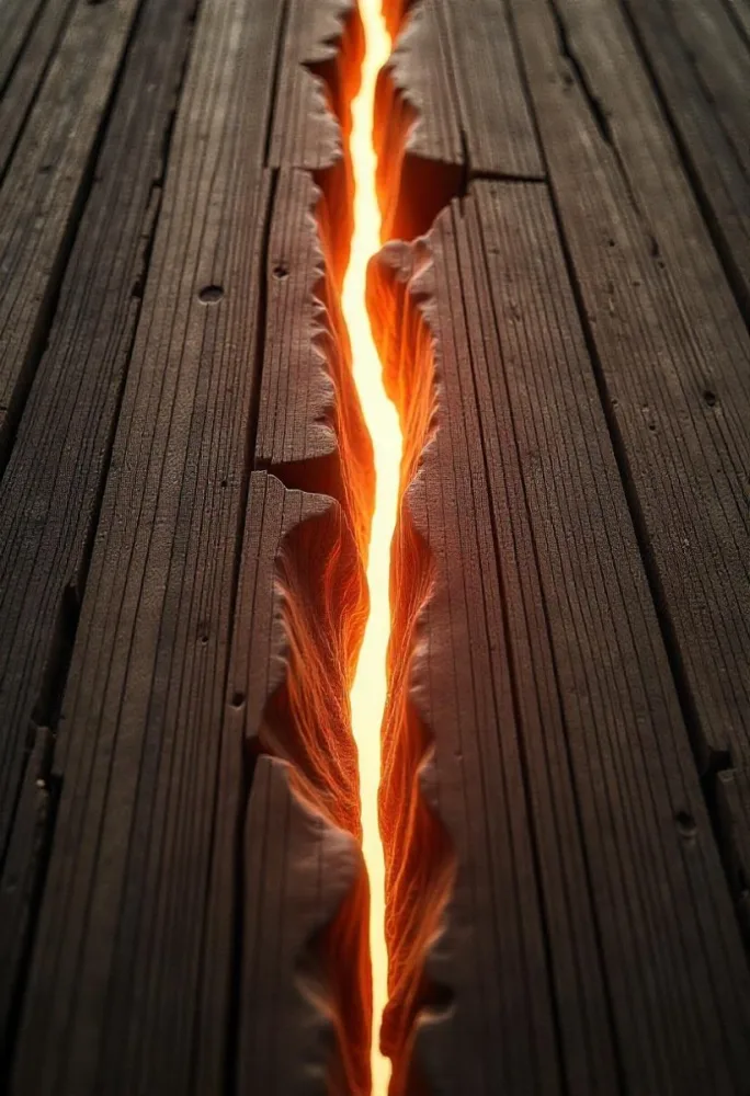A Crack Between Two Old Wooden Planks With A Bright Light Shining Through Creating A Warm Glow Rustic Texture And Aged Appearance 5 B63a