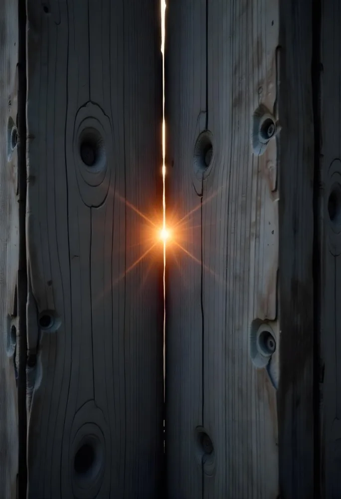 A Crack Between Two Old Wooden Planks With A Bright Light Shining Through Creating A Warm Glow Rustic Texture And Aged Appearance 8 9ce7