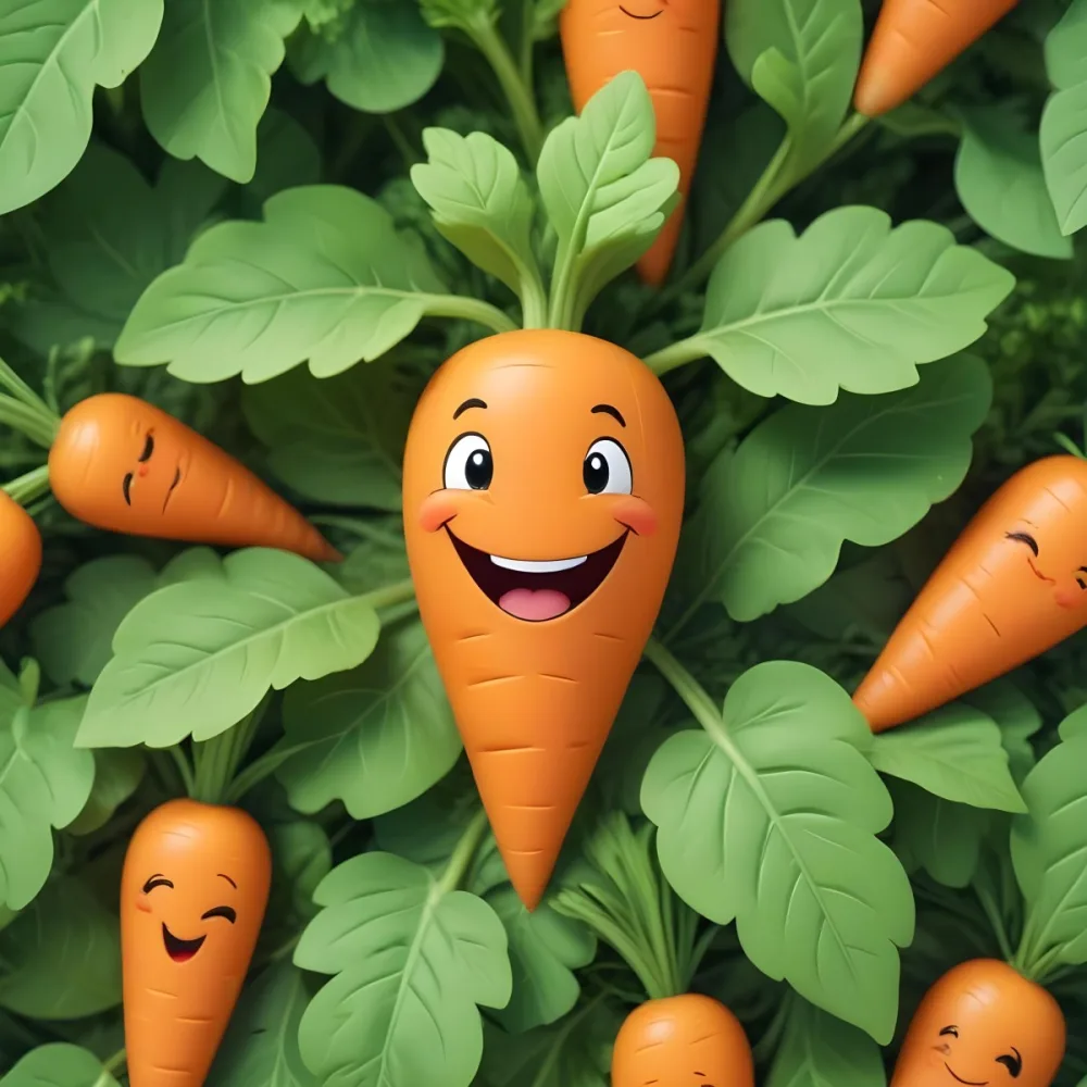 A Cute Cartoon Carrot With A Smiling Face And Green Leaves On Top 10 90a6
