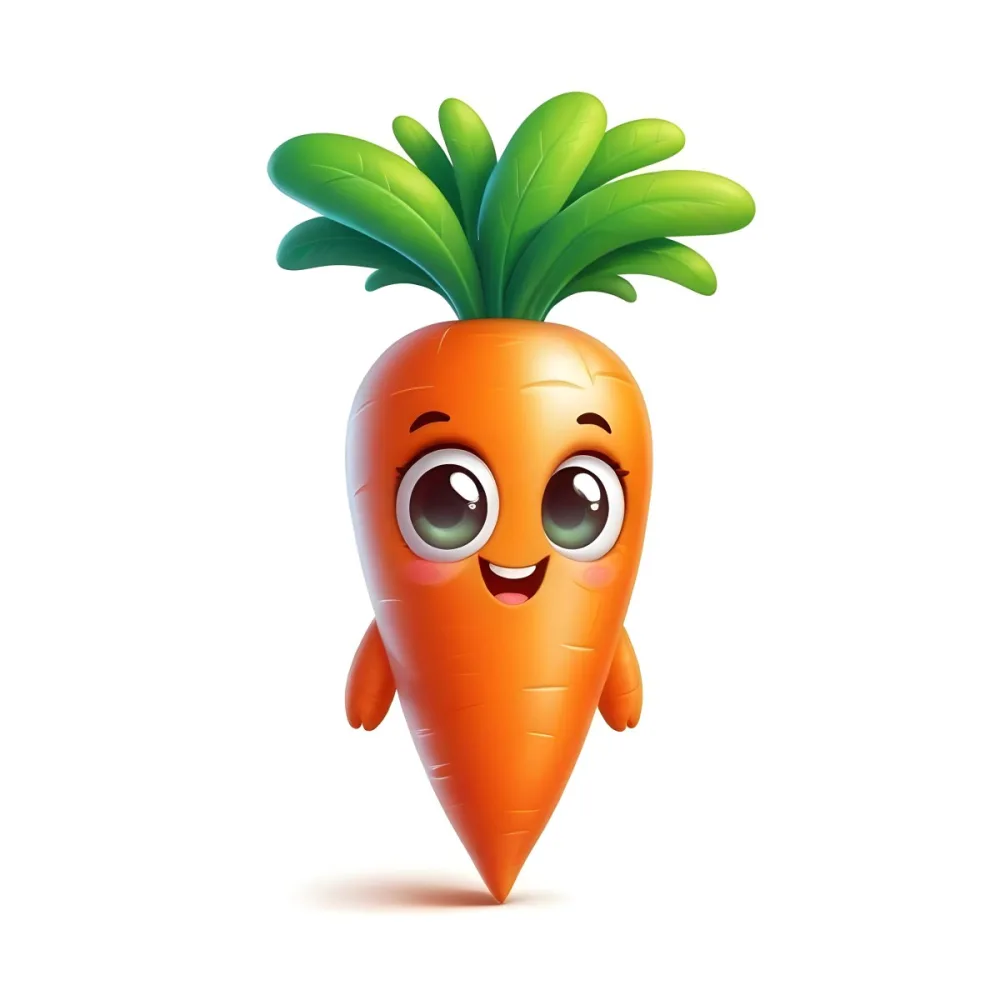 A Cute Cartoon Carrot With A Smiling Face And Green Leaves On Top 16 E3a6