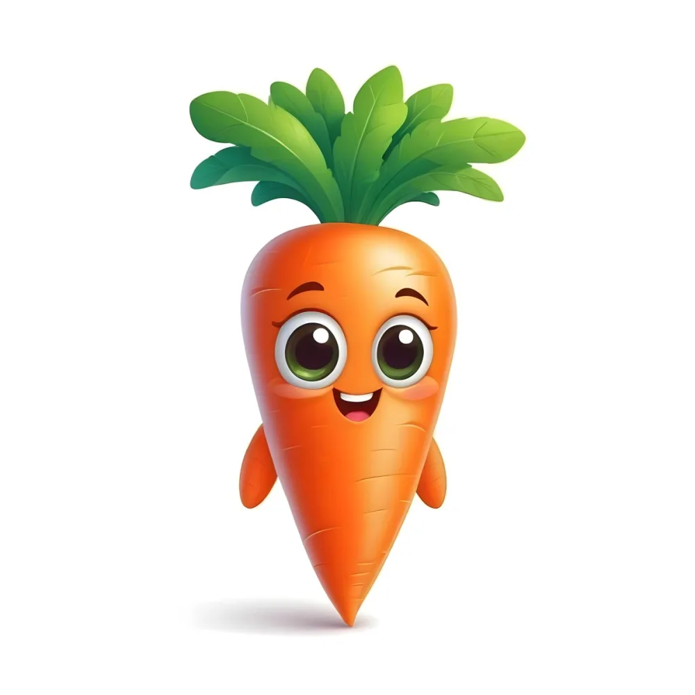 A Cute Cartoon Carrot With A Smiling Face And Green Leaves On Top 19 0bf2
