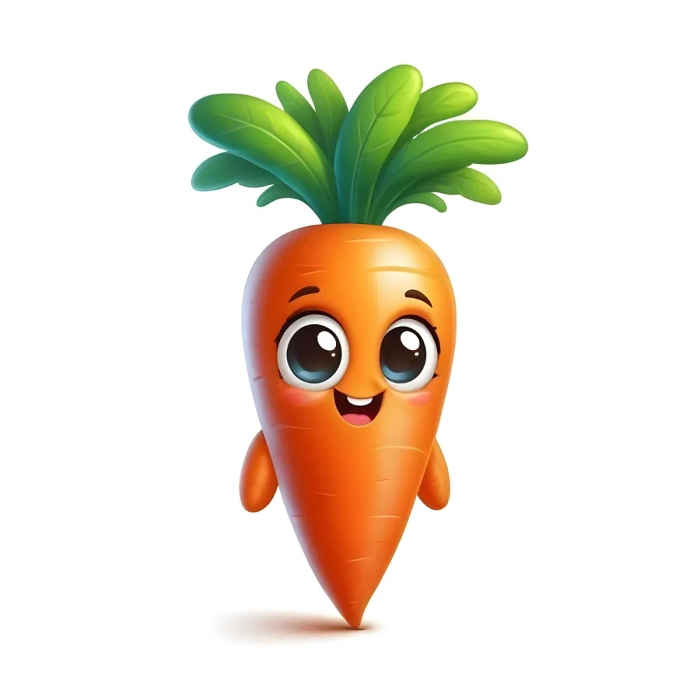 A Cute Cartoon Carrot With A Smiling Face And Green Leaves On Top 2 A050