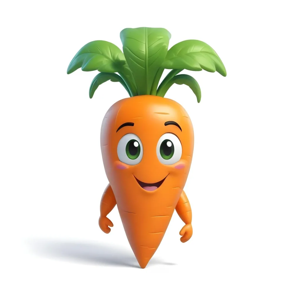 A Cute Cartoon Carrot With A Smiling Face And Green Leaves On Top 3 E58a