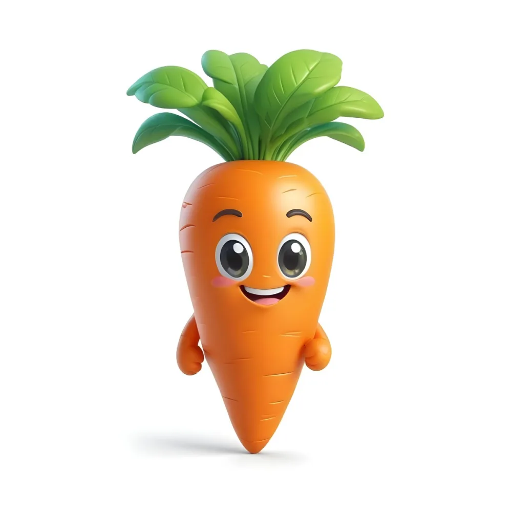 A Cute Cartoon Carrot With A Smiling Face And Green Leaves On Top 5 C0c5
