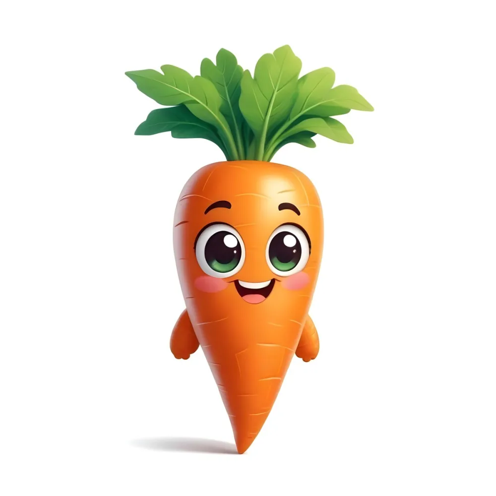 A Cute Cartoon Carrot With A Smiling Face And Green Leaves On Top 6 C8c6