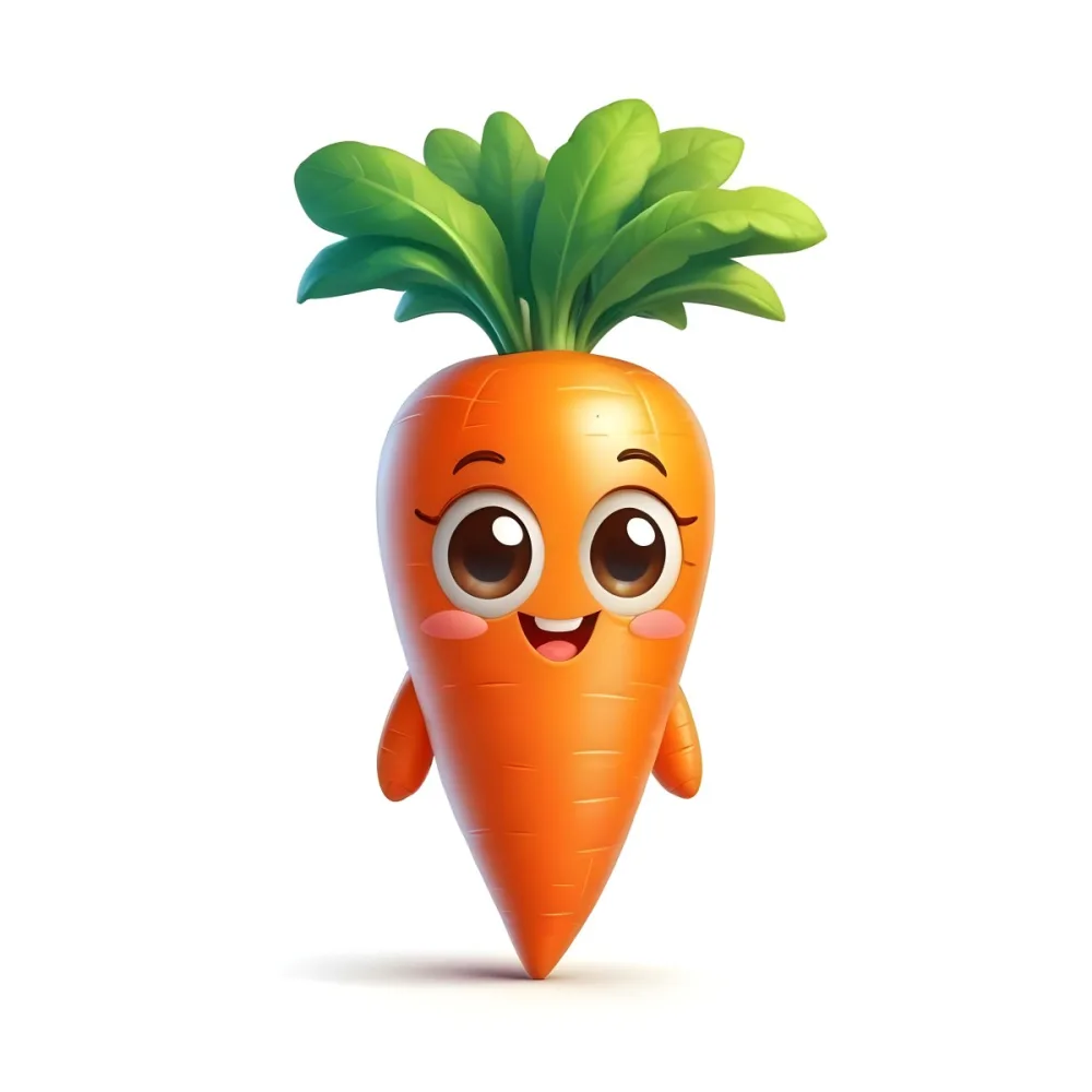 A Cute Cartoon Carrot With A Smiling Face And Green Leaves On Top 9 8af7