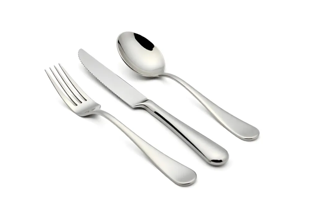 A Fork A Knife And A Spoon Made Of Stainless Steel On A White Background 6 019a