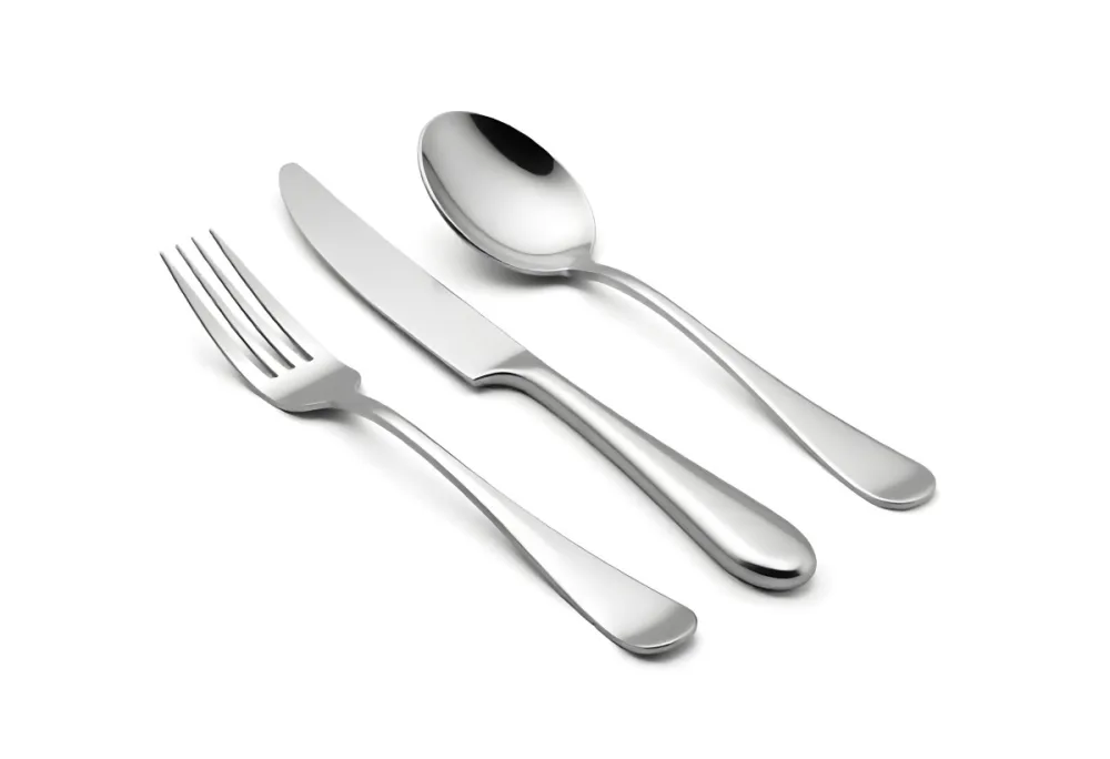 A Fork A Knife And A Spoon Made Of Stainless Steel On A White Background 9 Ebf7