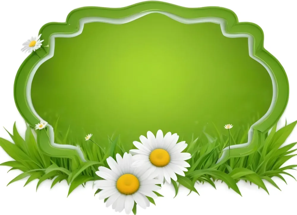 A Green Wooden Frame In A Field Of White Daisy Flowers On A Grassy Background 7 6331