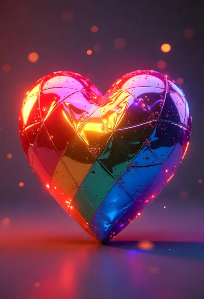 A Heart With Rainbow Colors And A Glossy Finish Vibrant Colors Radiating From The Center Creating A Dynamic And Eye Catching Background Love And Pride 8 D52b