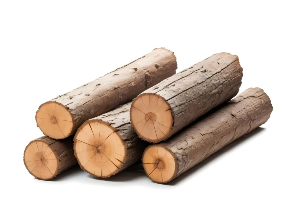A Pile Of Firewood Logs With Bark Arranged In A Stack Showing The Texture And The Rough Texture Of The Bark On A White Background 5 E0fa