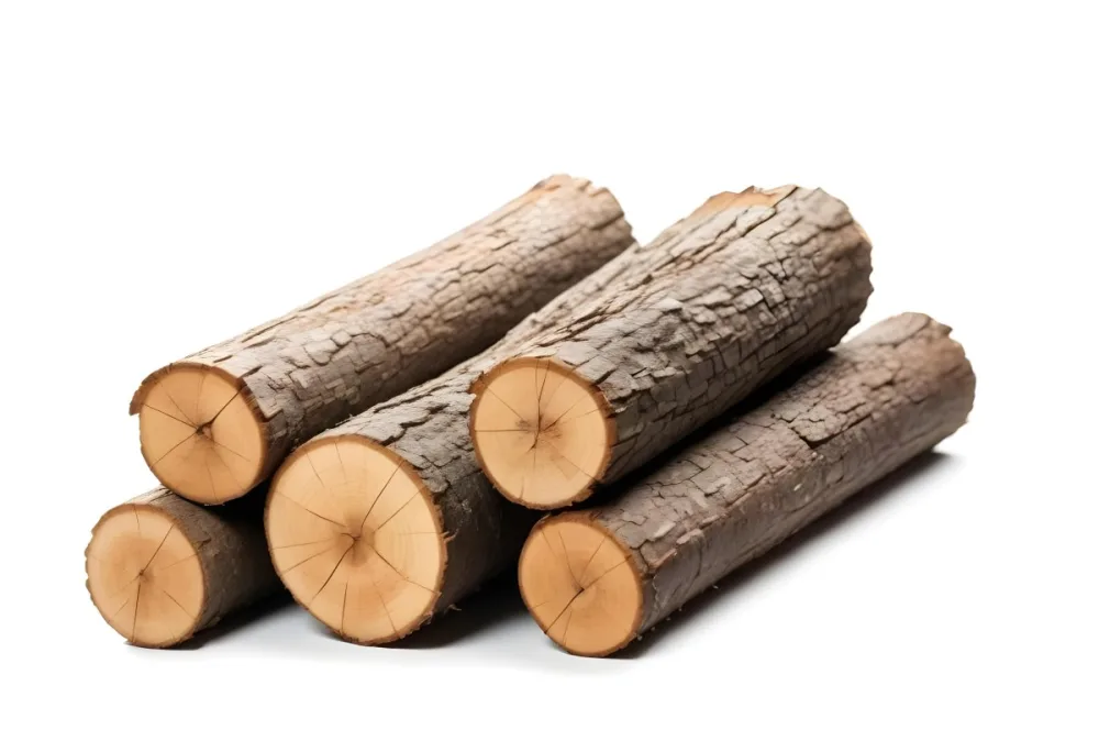 A Pile Of Firewood Logs With Bark Arranged In A Stack Showing The Texture And The Rough Texture Of The Bark On A White Background 6 8e27