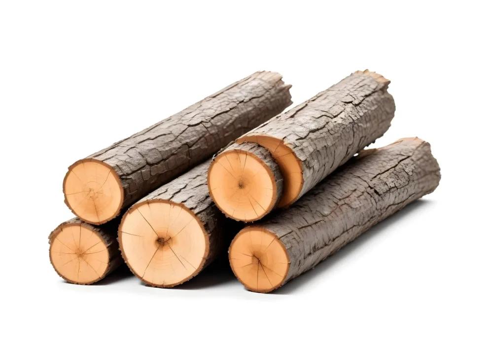 A Pile Of Firewood Logs With Bark Arranged In A Stack Showing The Texture And The Rough Texture Of The Bark On A White Background 8 9c1d