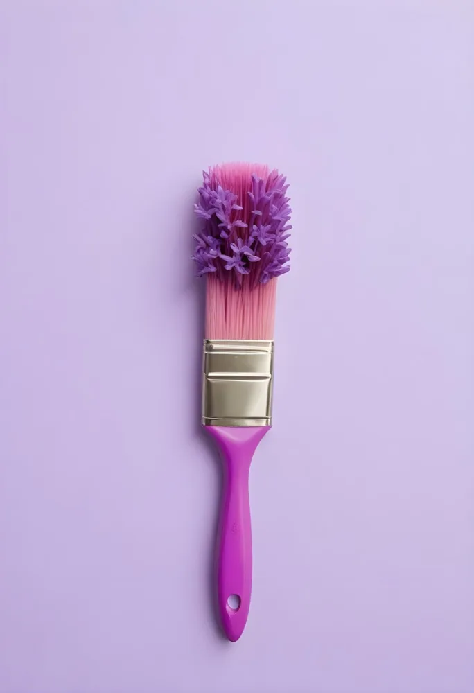 A Pink Paintbrush With Purple Lilac Flowers On A Light Purple Background 5 46d3