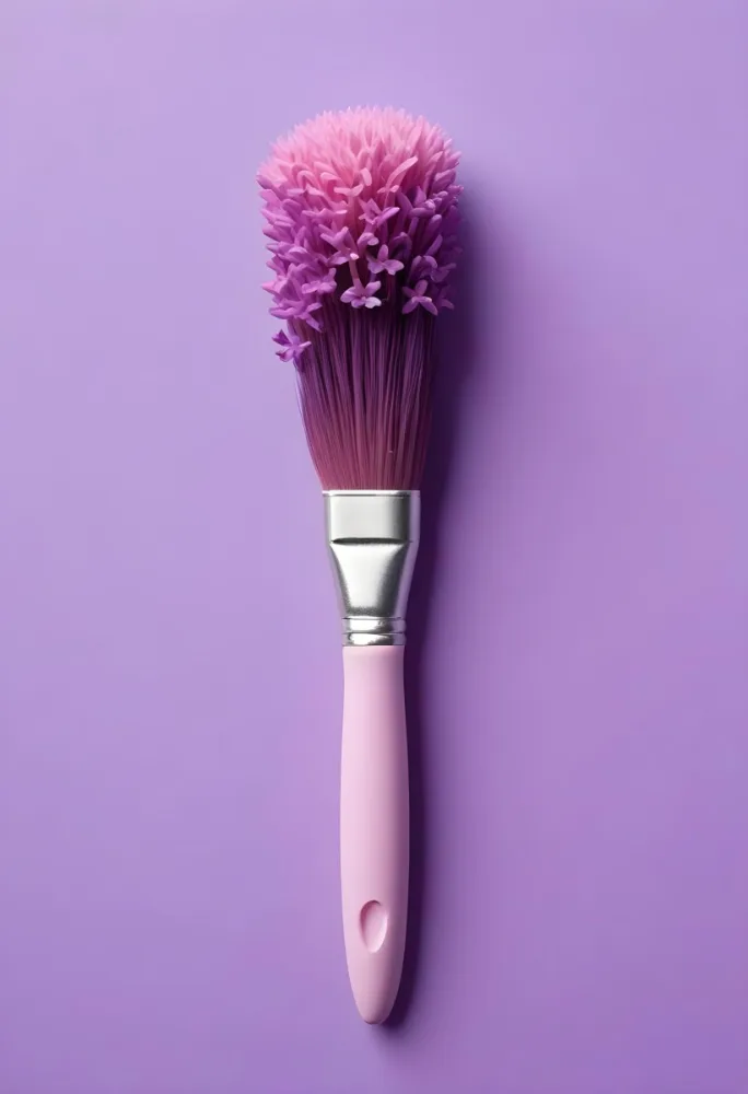 A Pink Paintbrush With Purple Lilac Flowers On A Light Purple Background 6 470b