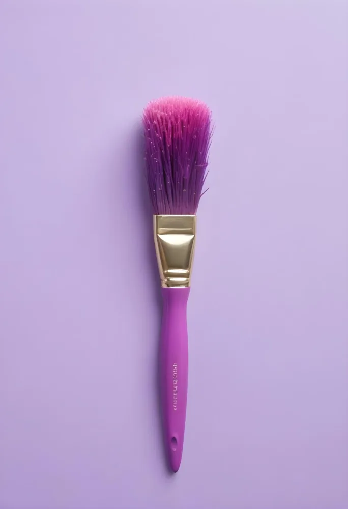 A Pink Paintbrush With Purple Lilac Flowers On A Light Purple Background 9 8c6a