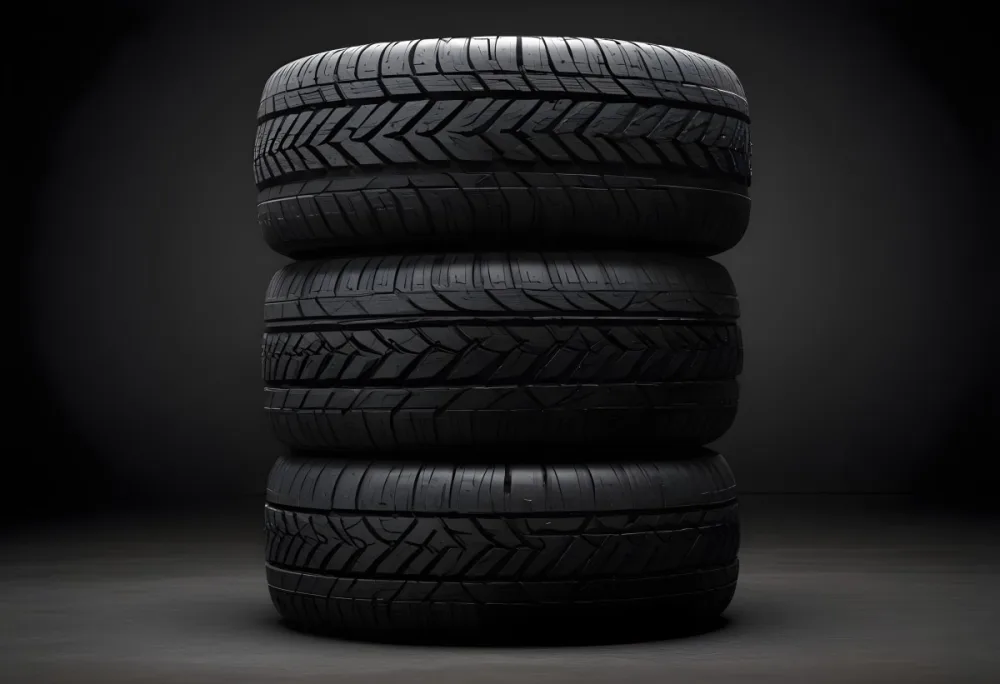 A Stack Of Four Black Tires