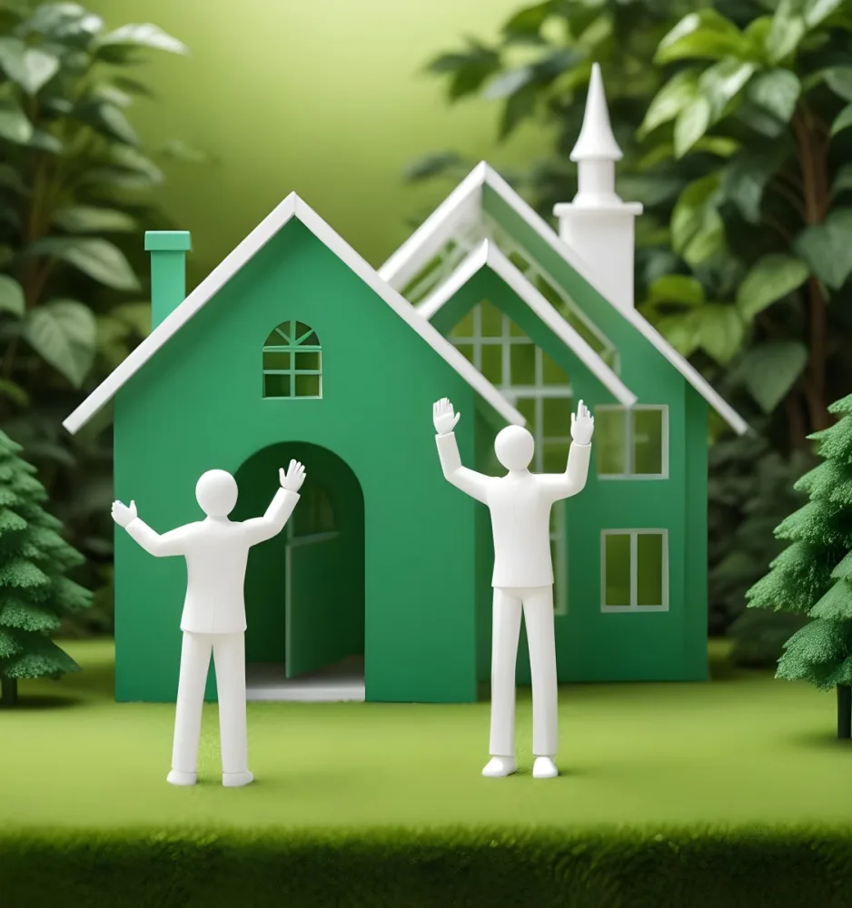 A White 3d Figure Waving Next To A Green