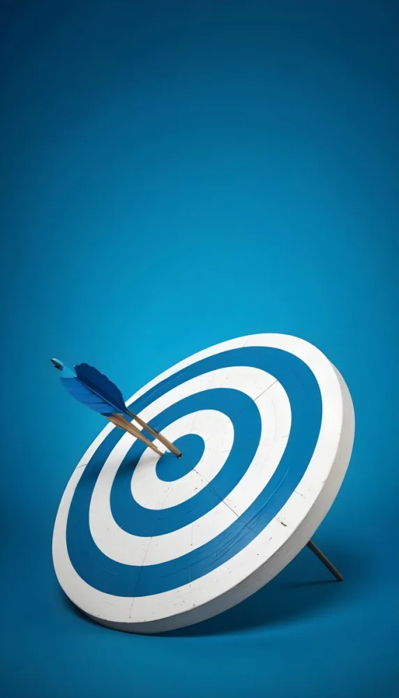 A White And Blue Target With An Arrow In The Center On A Blue Background 9 48d1