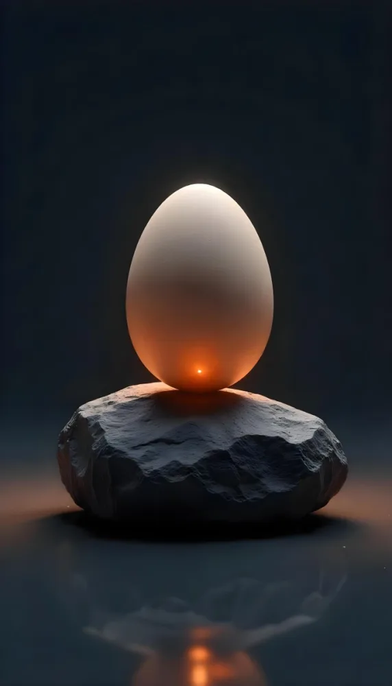 An Egg On Top Of A Rock With Light Coming From Underneath Dark Background Zen Concept Balance Harmony Peace Tranquility 11 9e12