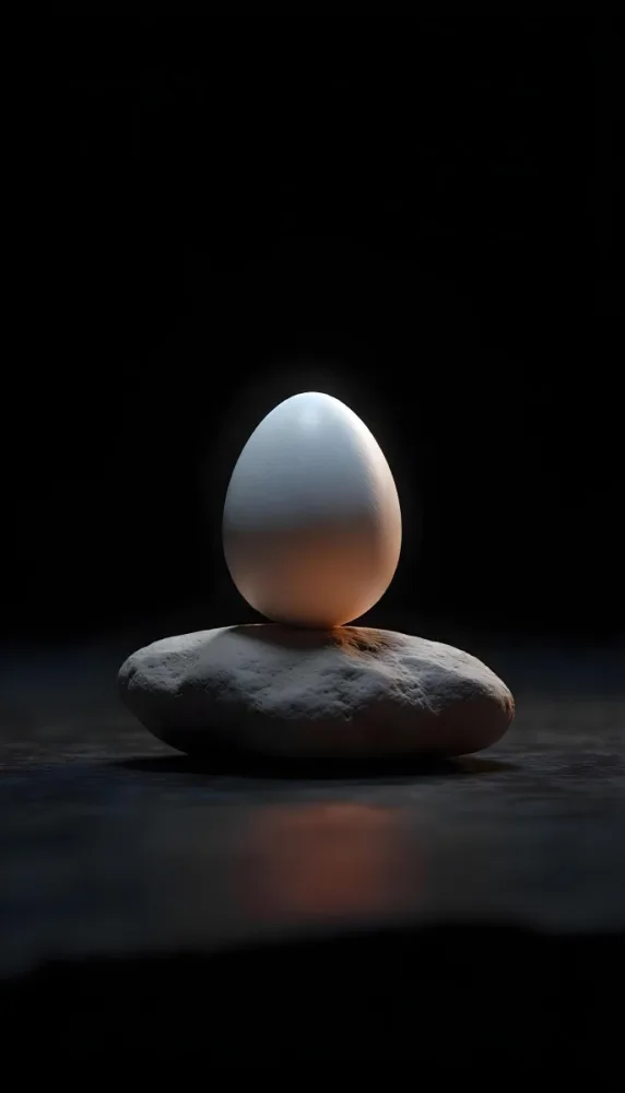 An Egg On Top Of A Rock With Light Coming From Underneath Dark Background Zen Concept Balance Harmony Peace Tranquility 18 3f49