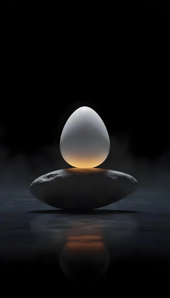 An Egg On Top Of A Rock With Light Coming From Underneath Dark Background Zen Concept Balance Harmony Peace Tranquility 2 3e60