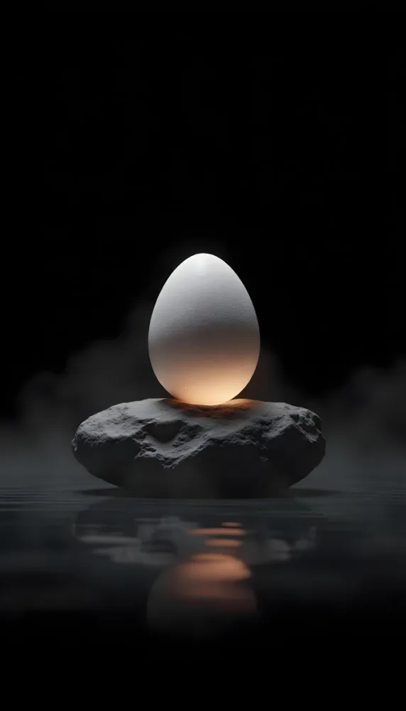 An Egg On Top Of A Rock With Light Coming From Underneath Dark Background Zen Concept Balance Harmony Peace Tranquility 3 461d