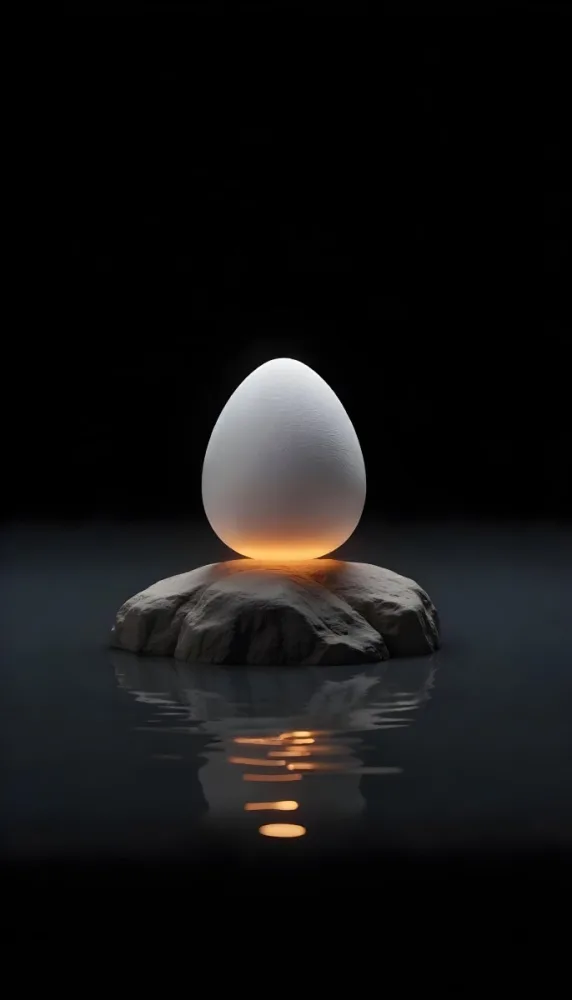 An Egg On Top Of A Rock With Light Coming From Underneath Dark Background Zen Concept Balance Harmony Peace Tranquility 4 46fc