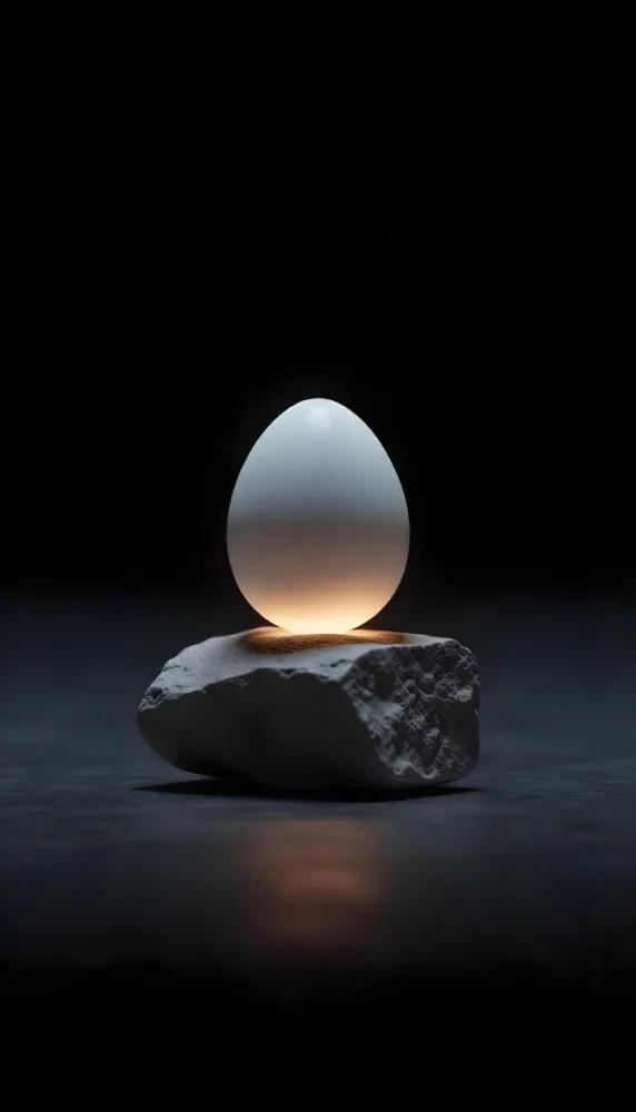 An Egg On Top Of A Rock With Light Coming From Underneath Dark Background Zen Concept Balance Harmony Peace Tranquility 5 A173