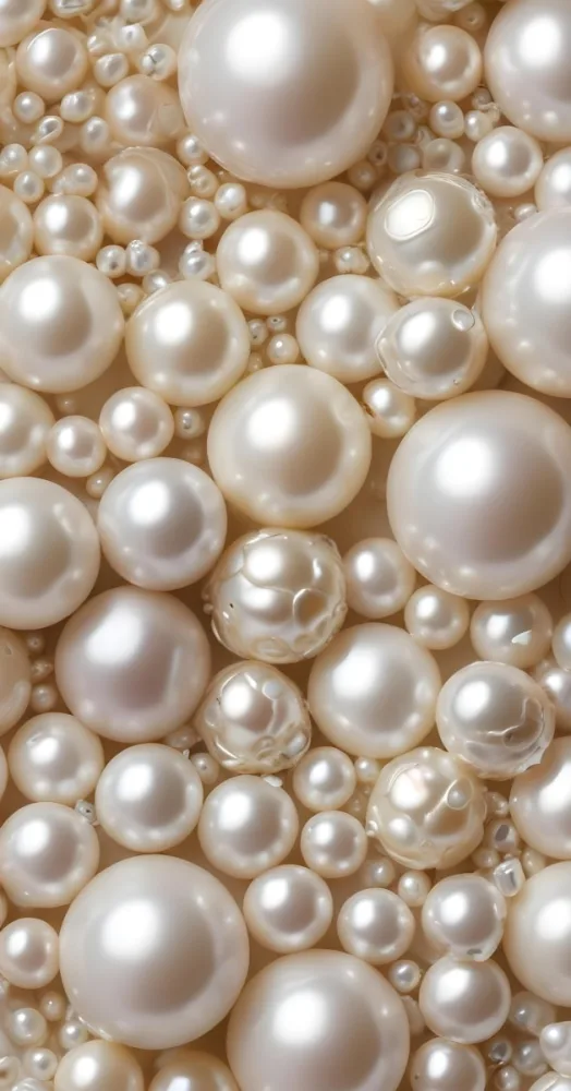 Assorted White And Cream Colored Pearls Of Various Sizes Arranged In A Scattered Pattern 5 Bd7e