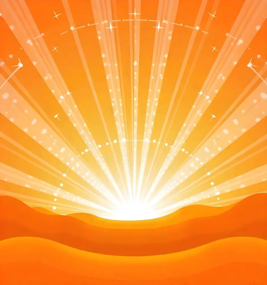 Bright Orange And Yellow Sunburst With Glowing Rays And Sparkling Stars Against A Warm Vibrant Background 7 De09