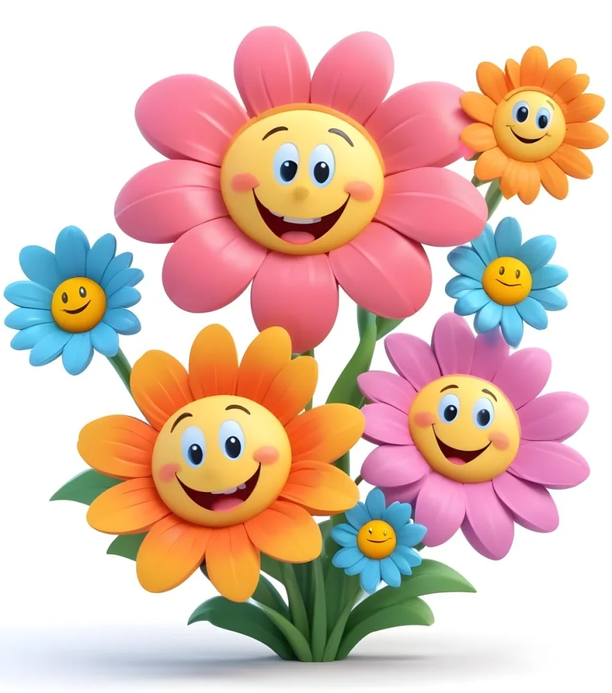 Colorful Abstract Flower With Vibrant Petals In Shades Of Purple Blue Orange And Yellow Against A White Background 43 694a