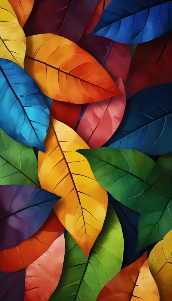 Colorful Abstract Leaves In Various Shades Of Green Yellow