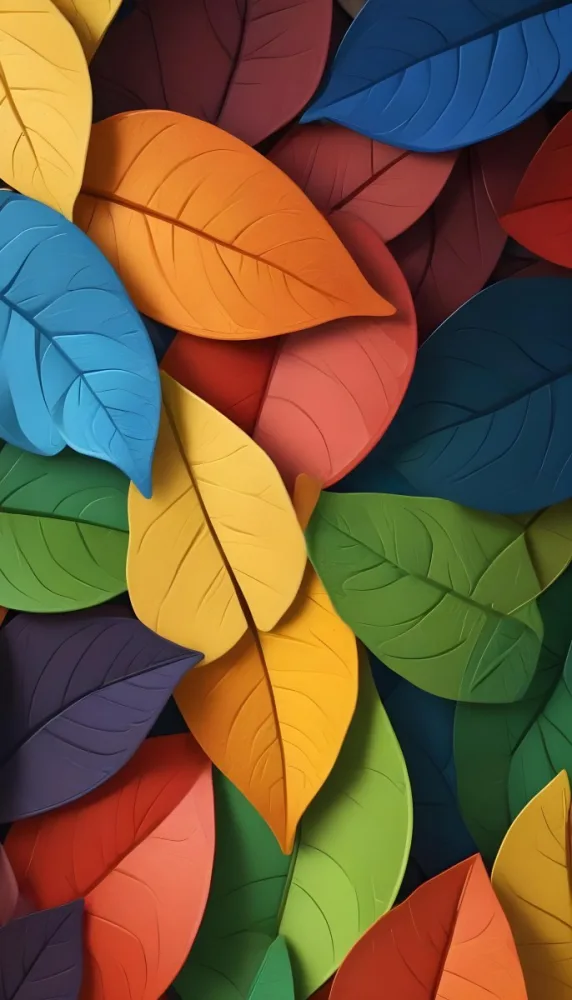 Colorful Abstract Leaves In Various Shades Of Green Yellow Orange Red Blue And Purple Overlapping Each Other 23 69d1