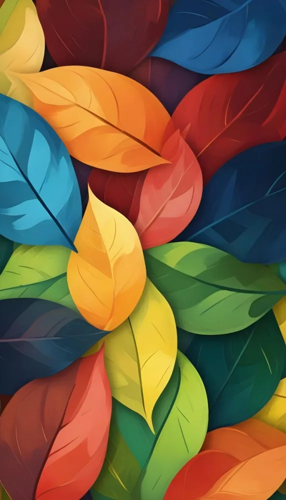 Colorful Abstract Leaves In Various Shades Of Green Yellow Orange Red Blue And Purple Overlapping Each Other 3 Aed7
