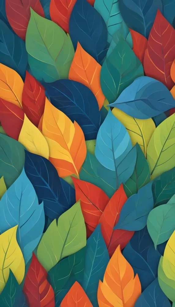 Colorful Abstract Leaves In Various Shades Of Green Yellow Orange Red Blue And Purple Overlapping Each Other 94 6a19
