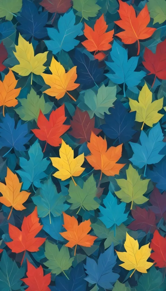 Colorful Abstract Leaves In Various Shades Of Green Yellow Orange Red Blue And Purple Overlapping Each Other 96 Ce08