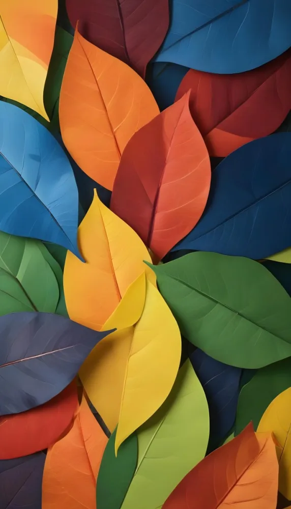 Colorful Abstract Leaves In Various Shades Of Green Yellow Orange Red Blue And Purple Overlapping Each Other 97 1d8e