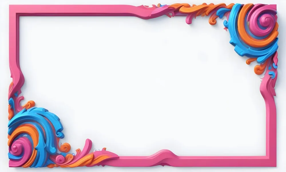 Digital Painting A Colorful Border Featuring Wavy Pink Patterns At The Top And Bottom With Vibrant Blue And Orange Elements On The Left And Right Sides The Center Is Blank Creating Space For Text Or Images Bold And 20 2796