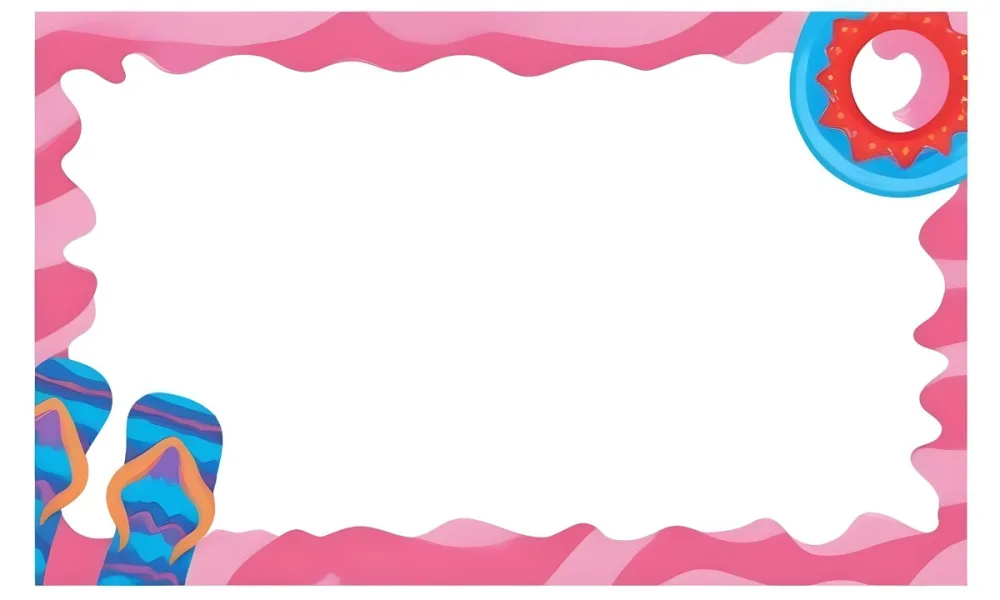Digital Painting A Colorful Border Featuring Wavy Pink Patterns At The Top And Bottom With Vibrant Blue And Orange Elements On The Left And Right Sides The Center Is Blank Creating Space For Text Or Images Bold And 21 Feee