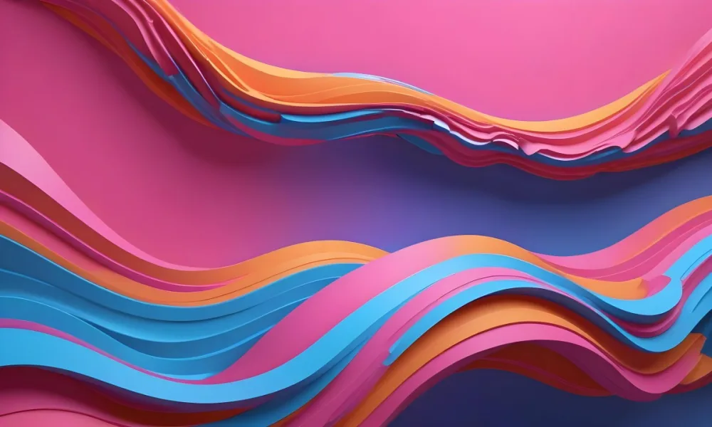 Digital Painting A Colorful Border Featuring Wavy Pink Patterns At The Top And Bottom With Vibrant Blue And Orange Elements On The Left And Right Sides The Center Is Blank Creating Space For Text Or Images Bold And 34 6f80