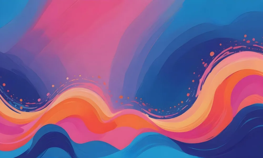 Digital Painting A Colorful Border Featuring Wavy Pink Patterns At The Top And Bottom With Vibrant Blue And Orange Elements On The Left And Right Sides The Center Is Blank Creating Space For Text Or Images Bold And 56 7792