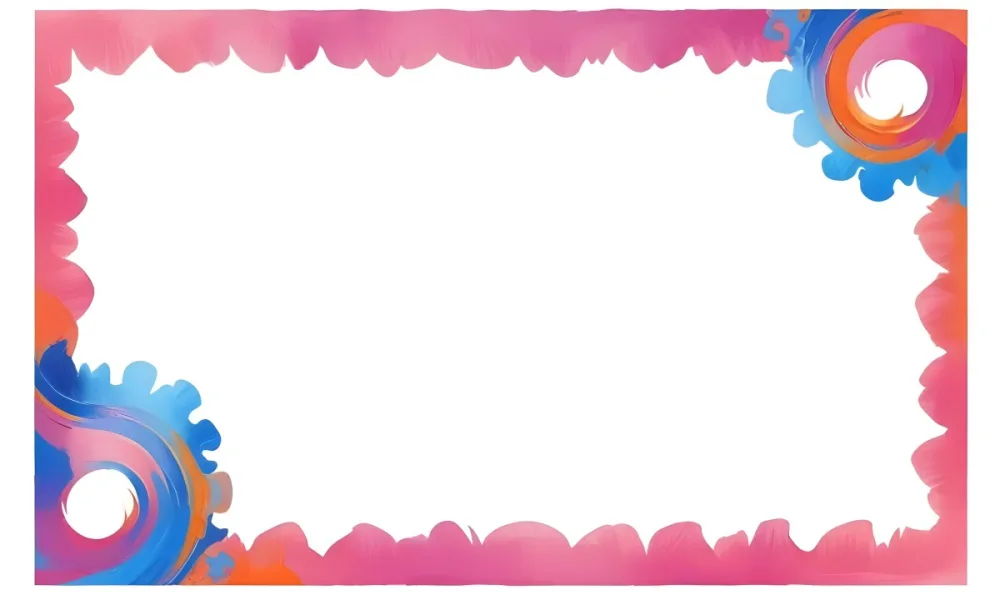 Digital Painting A Colorful Border Featuring Wavy Pink Patterns At The Top And Bottom With Vibrant Blue And Orange Elements On The Left And Right Sides The Center Is Blank Creating Space For Text Or Images Bold And 59 E7c1