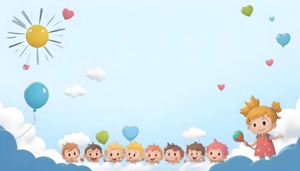 Digital Painting A Row Of Cartoon Children
