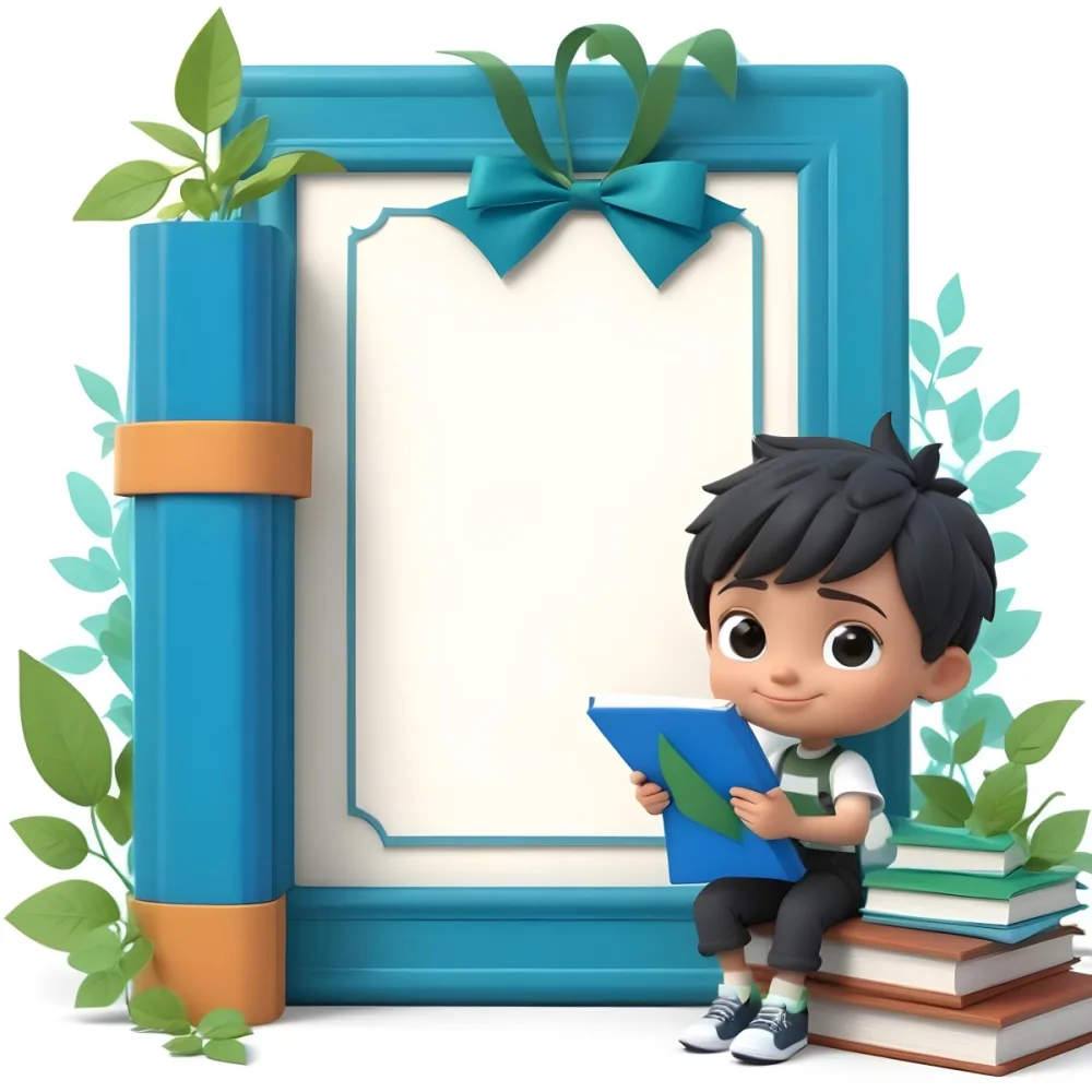 Digital Painting A Young Boy With Short Black Hair And A Light Skin Tone Is Sitting Beside A Stack Of Books Holding A Green Tablet He Is Wearing A Black Shirt And Green Pants Next To Him Is A Large Green Pen And A De 5 D471